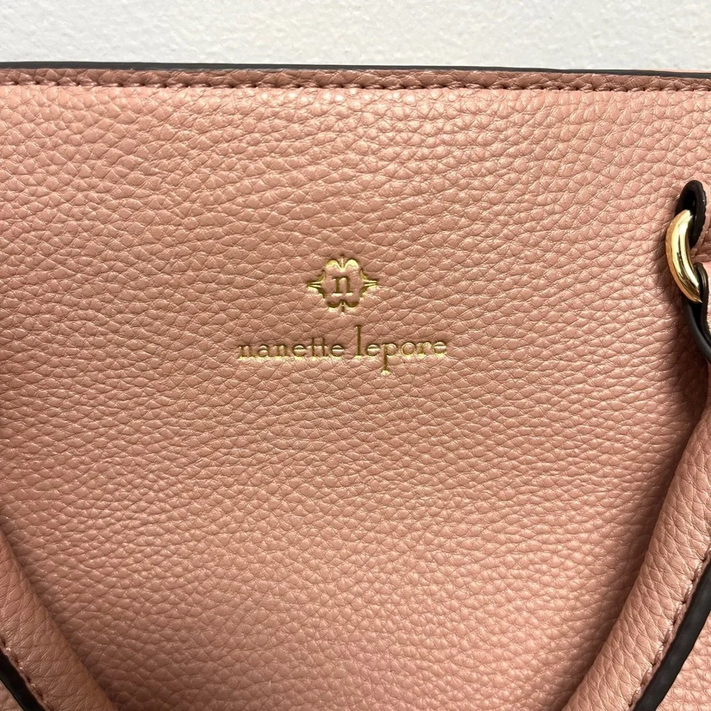 Nanette Lepore Purse Women's Pink Pebbled Faux Leather Satchel Crossbody New